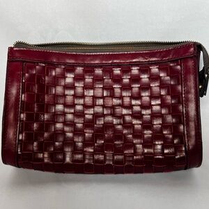 Patricia Nash Red Woven Leather Crossbody Bag Zip Top Small Purse
